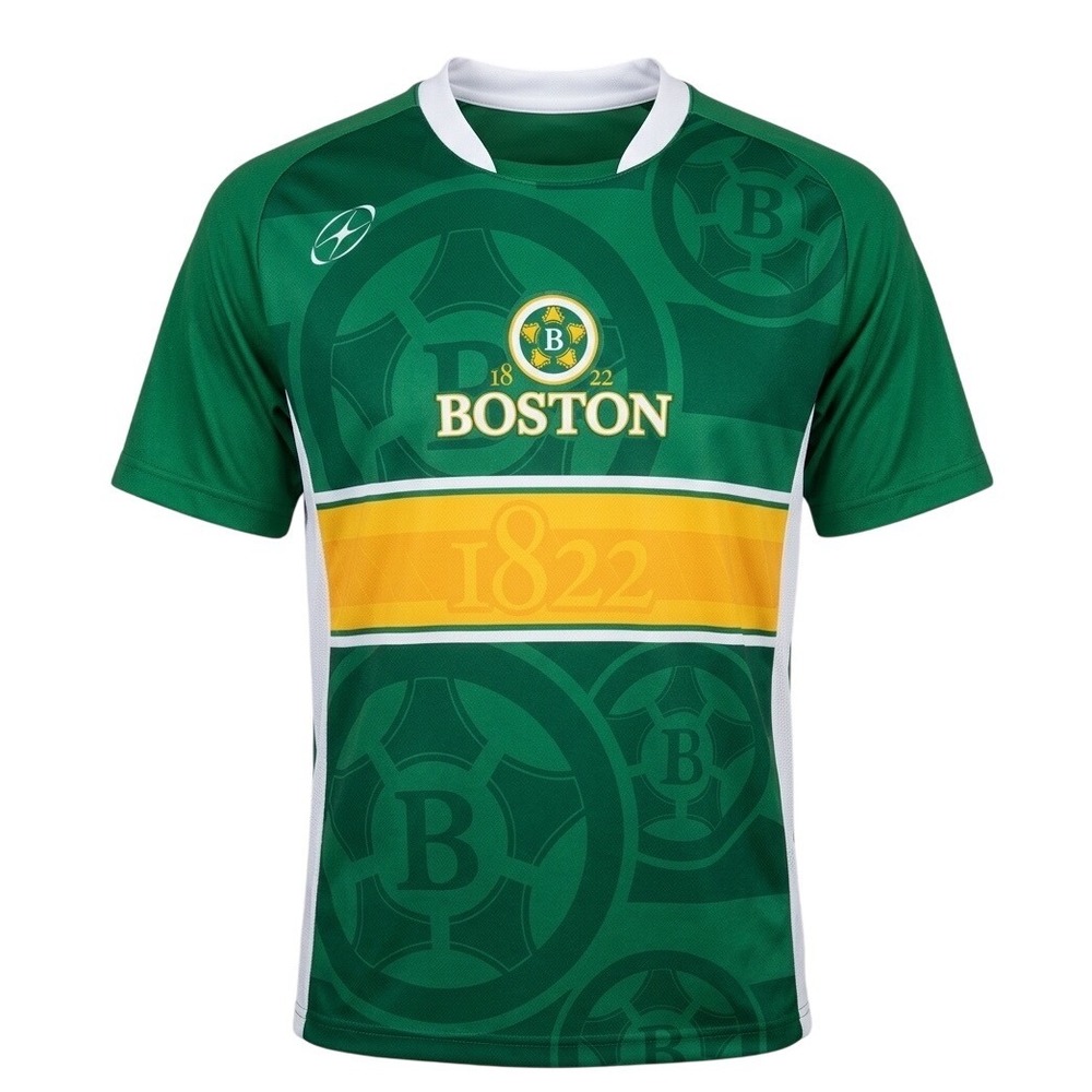 Xara Boston City Series Soccer Jersey Green Gold White Medium Made in Egypt GUC